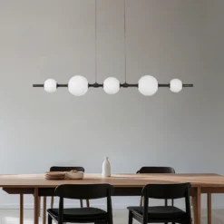 Lámpara colgante LED Lucande Tanira, negro/blanco, 140 cm, atenuable por pasos
