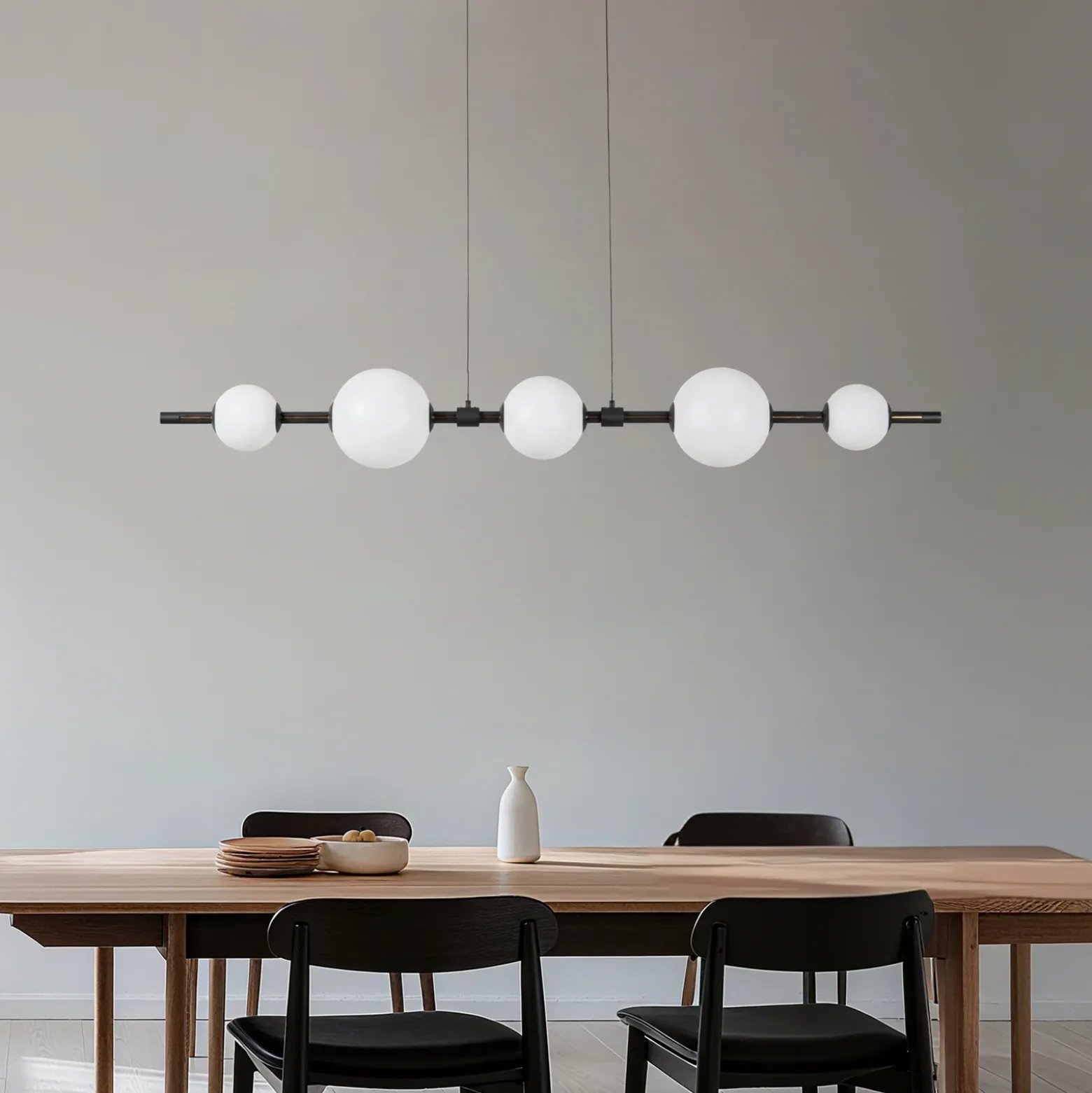 Lámpara colgante LED Lucande Tanira, negro/blanco, 140 cm, atenuable por pasos