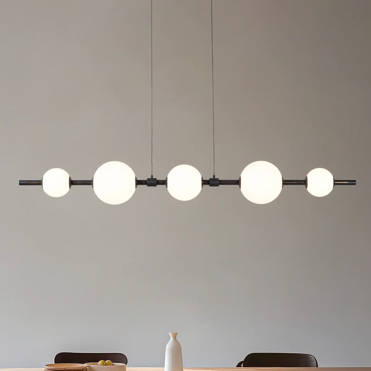 Lámpara colgante LED Lucande Tanira, negro/blanco, 140 cm, atenuable por pasos