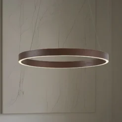 Lámpara colgante LED Lucande Yonam, Ø 60 cm, 1 luz, marrón, CCT