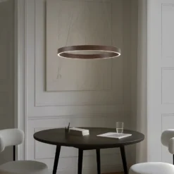 Lámpara colgante LED Lucande Yonam, Ø 60 cm, 1 luz, marrón, CCT