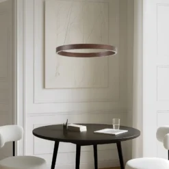 Lámpara colgante LED Lucande Yonam, Ø 60 cm, 1 luz, marrón, CCT