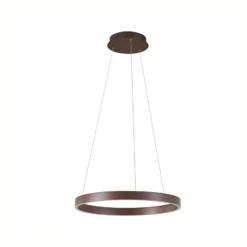 Lámpara colgante LED Lucande Yonam, Ø 60 cm, 1 luz, marrón, CCT