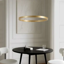 Lámpara colgante LED Lucande Yonam, Ø 80 cm, 1 luz, dorada, CCT