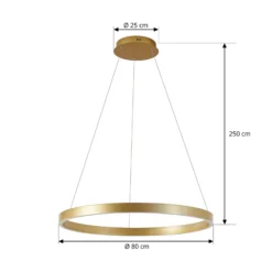 Lámpara colgante LED Lucande Yonam, Ø 80 cm, 1 luz, dorada, CCT
