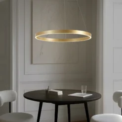 Lámpara colgante LED Lucande Yonam, Ø 80 cm, 1 luz, dorada, CCT