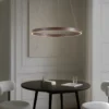 Lámpara colgante LED Lucande Yonam, Ø 80 cm, 1 luz, marrón, CCT