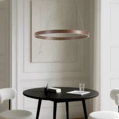 Lámpara colgante LED Lucande Yonam, Ø 80 cm, 1 luz, marrón, CCT