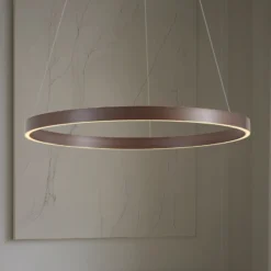 Lámpara colgante LED Lucande Yonam, Ø 80 cm, 1 luz, marrón, CCT