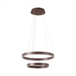 Lámpara colgante LED Lucande Yonam, Ø 60 cm, 2 luces, marrón, CCT