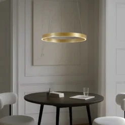 Lámpara colgante LED Lucande Yonam, Ø 60 cm, 1 luz, dorada, CCT