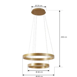 Lámpara colgante LED Lucande Yonam, Ø 60 cm, 2 luces, dorada, CCT