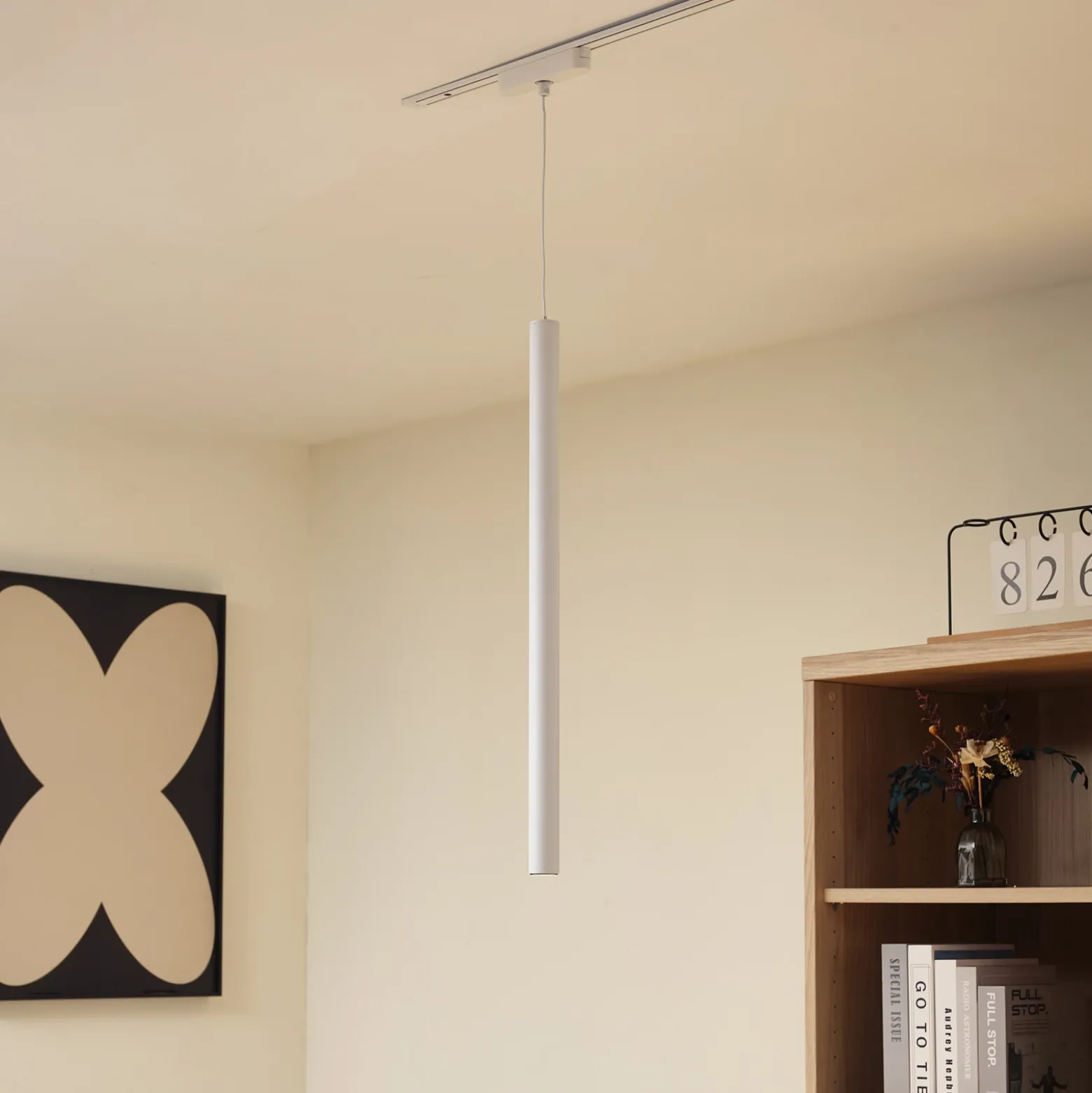 Lámpara colgante LED Lumaro de Lindby, blanca, Ø 3 cm, aluminio, 48 V, atenuable