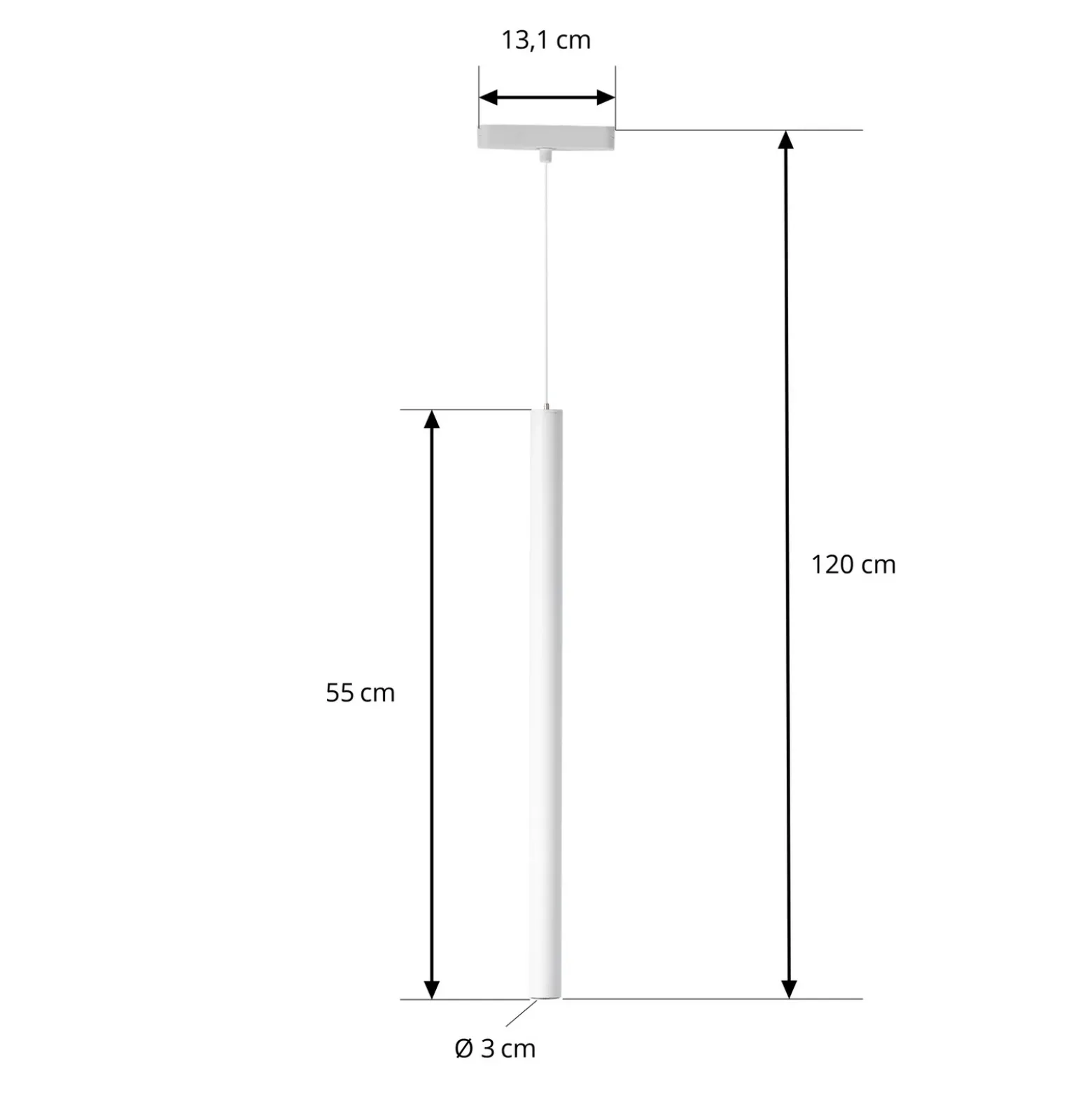 Lámpara colgante LED Lumaro de Lindby, blanca, Ø 3 cm, aluminio, 48 V, atenuable
