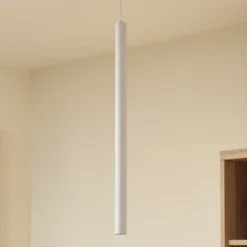 Lámpara colgante LED Lumaro de Lindby, blanca, Ø 3 cm, aluminio, 48 V, atenuable