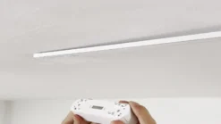 Lámpara colgante LED Lumaro de Lindby, blanca, Ø 3 cm, aluminio, 48 V, atenuable