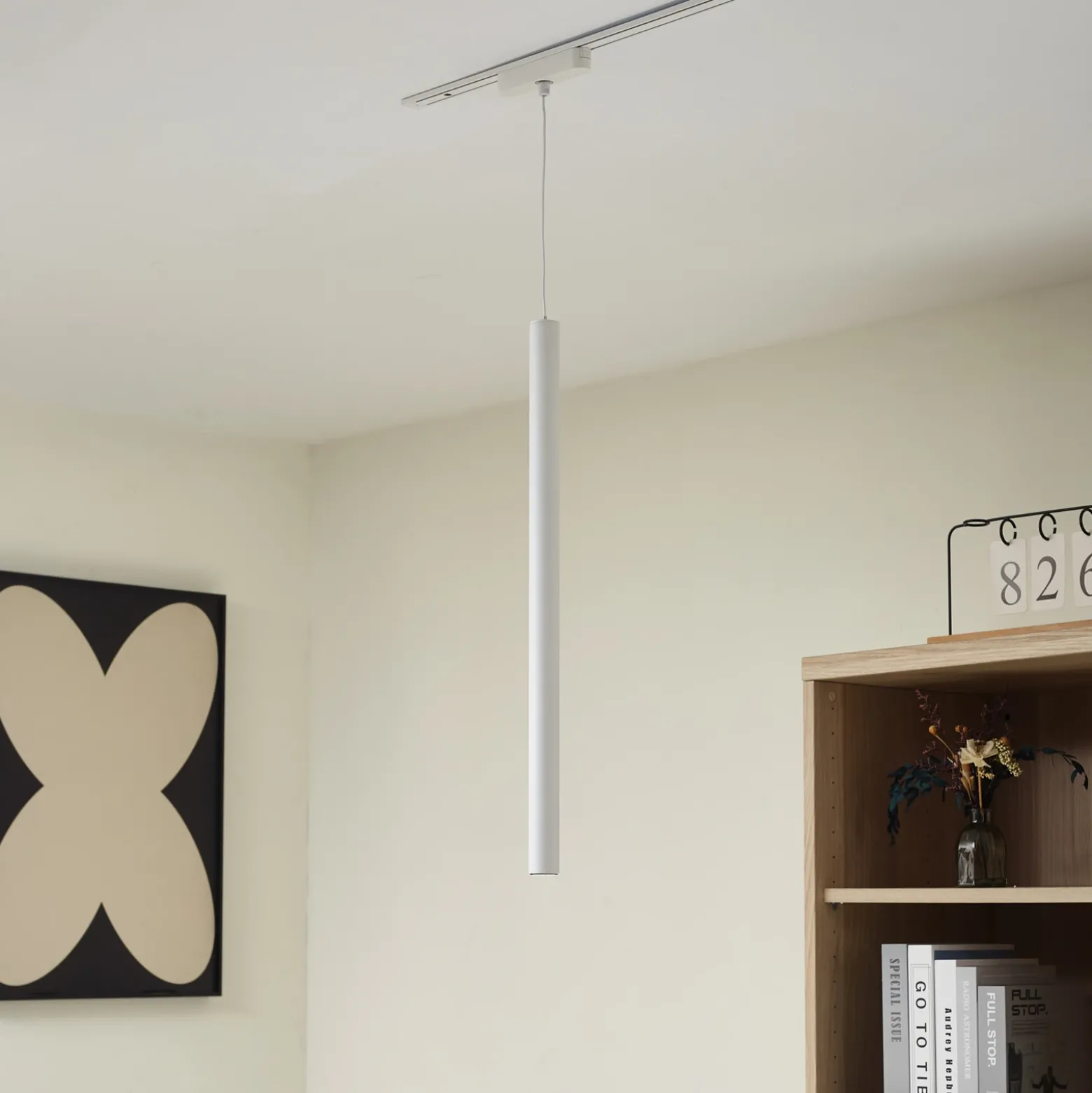 Lámpara colgante LED Lumaro de Lindby, blanca, Ø 3 cm, aluminio, 48 V, atenuable