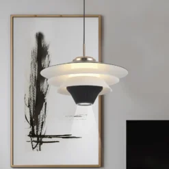 Lámpara colgante LED Manley, negro/blanco, Ø 22 cm, metal