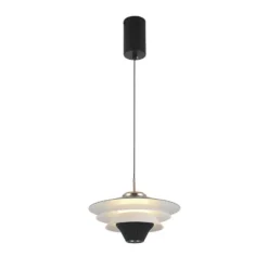 Lámpara colgante LED Manley, negro/blanco, Ø 22 cm, metal