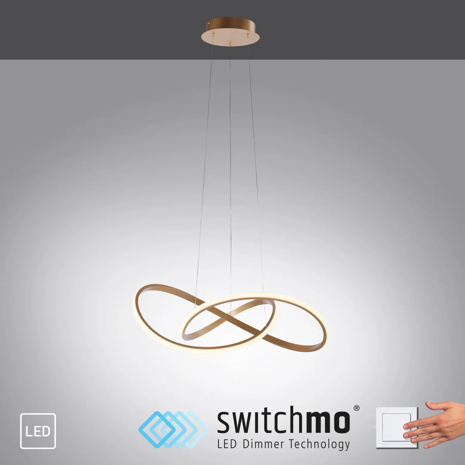Lámpara colgante LED Maria, atenuable 3 veces, latón