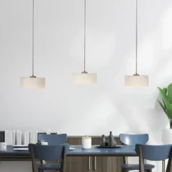 Lámpara colgante LED MARIKA, beige/blanco, 105 cm, 3 luces, cristal, atenuable
