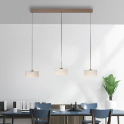 Lámpara colgante LED MARIKA, beige/blanco, 105 cm, 3 luces, cristal, atenuable