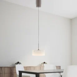 Lámpara colgante LED MARIKA, beige/blanco, Ø 20 cm, cristal, atenuable