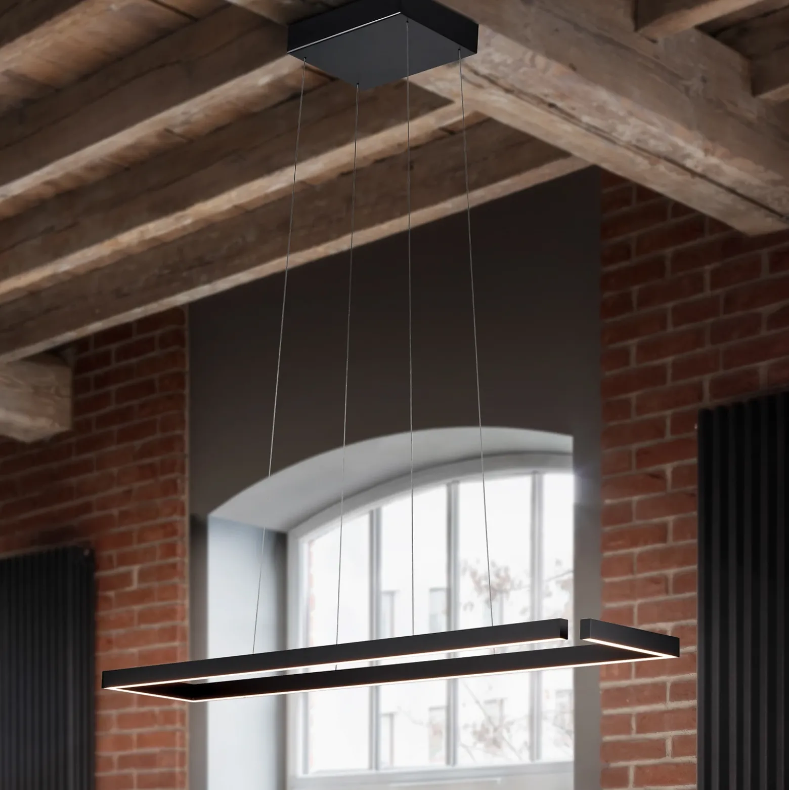 Lámpara colgante LED Marisa-100, negro mate, 100 x20cm