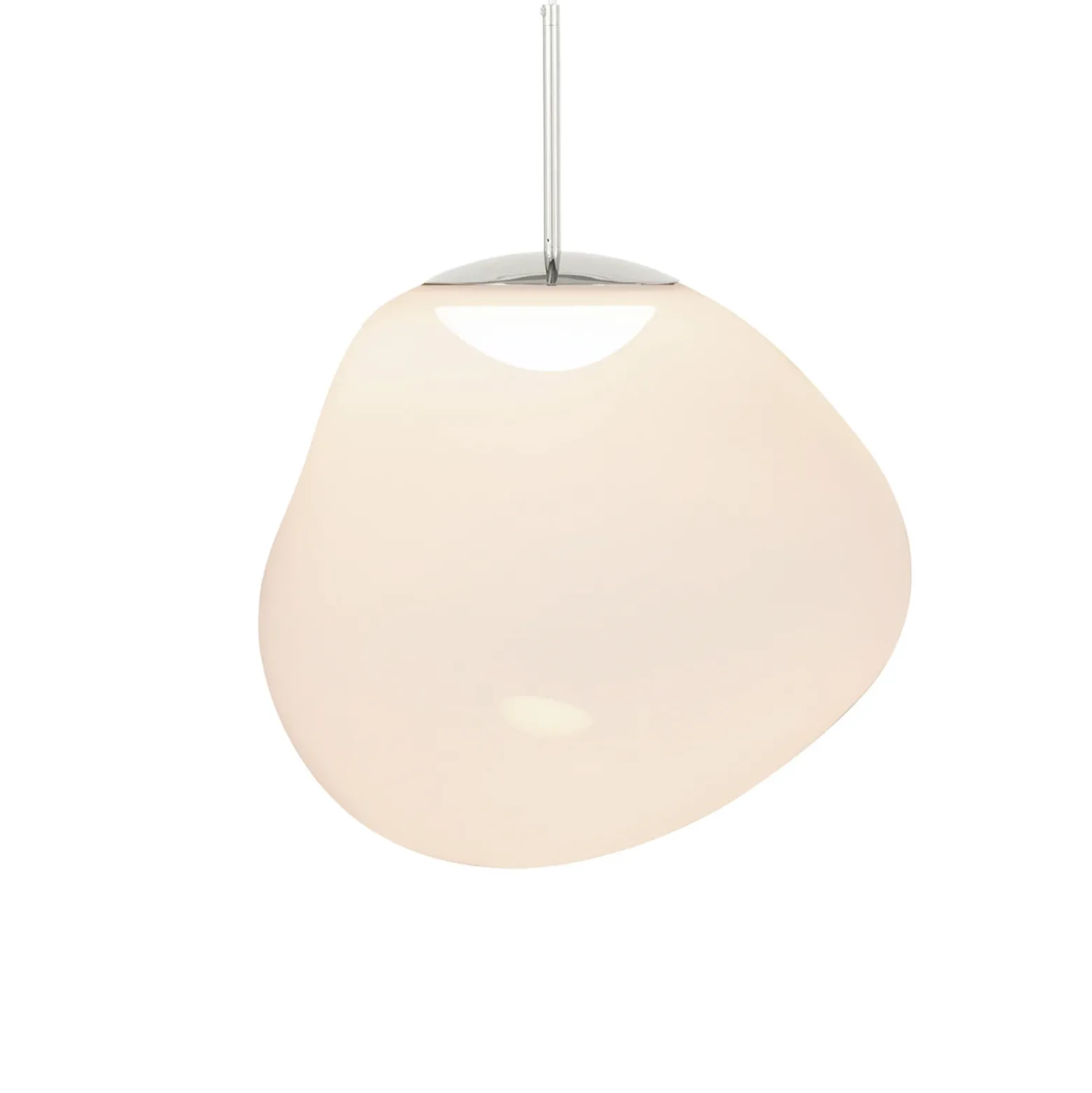Lámpara colgante LED Melt de Tom Dixon, Ø 50 cm, color ópalo/plateado
