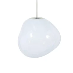 Lámpara colgante LED Melt de Tom Dixon, Ø 50 cm, color ópalo/plateado