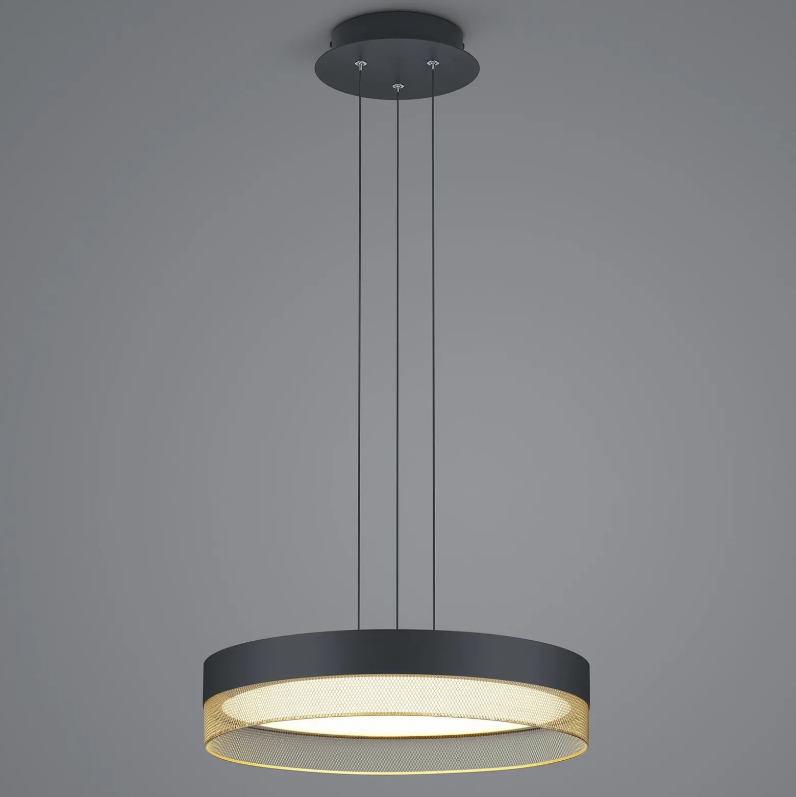Lámpara colgante LED Mesh, Ø 45 cm, negro/oro