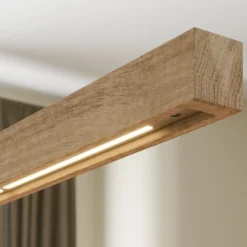 Lámpara colgante LED Nora de Quitani, roble natural, longitud 118 cm