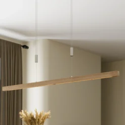 Lámpara colgante LED Nora de Quitani, roble natural, longitud 118 cm