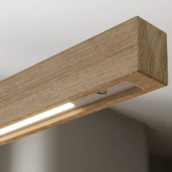 Lámpara colgante LED Nora de Quitani, roble natural, longitud 158 cm