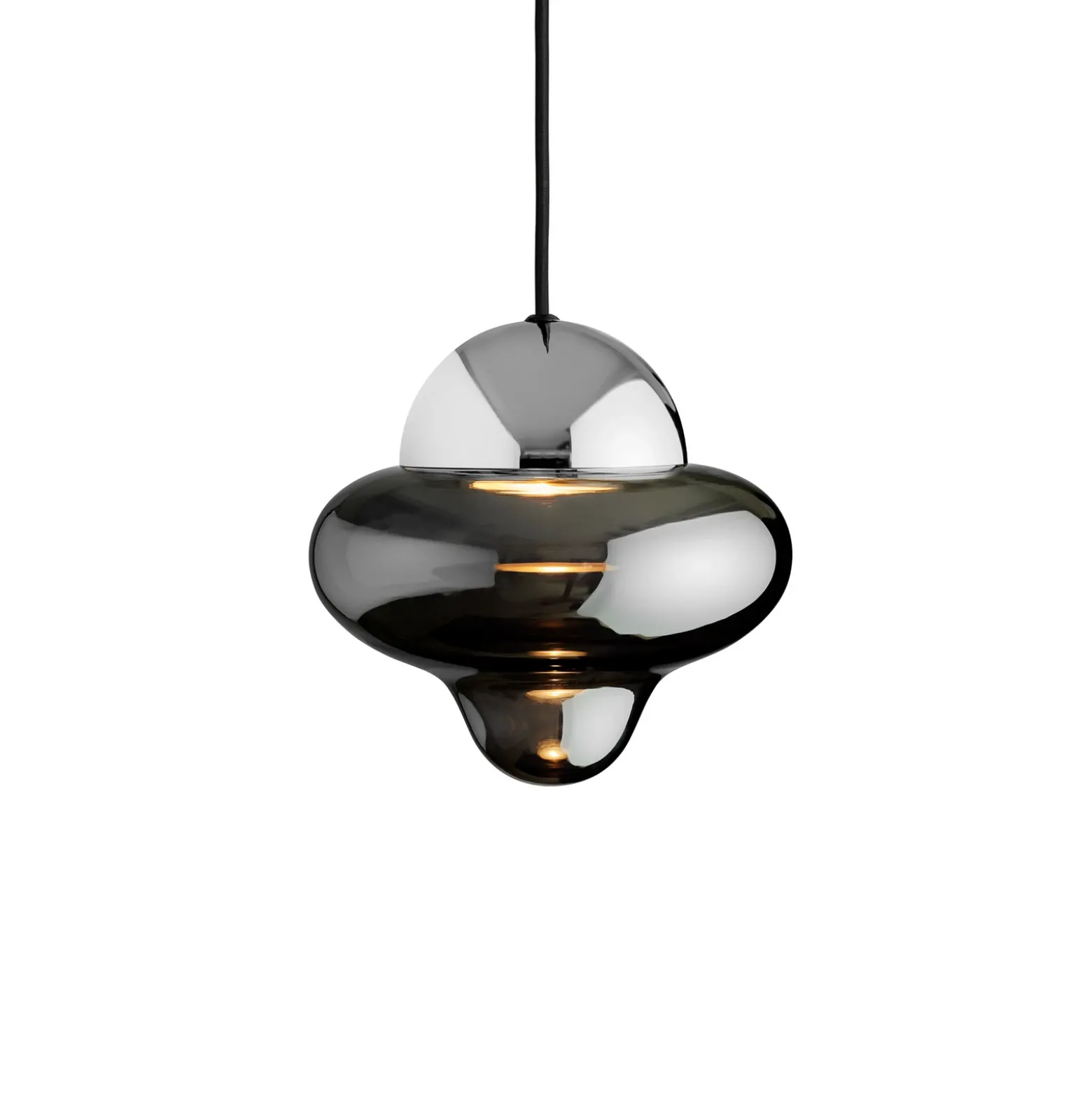 Lámpara colgante LED Nutty, gris humo/cromo, Ø 18,5 cm, cristal