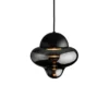 Lámpara colgante LED Nutty, gris humo / negro, Ø 18,5 cm, cristal