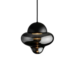 Lámpara colgante LED Nutty, gris humo / negro, Ø 18,5 cm, cristal