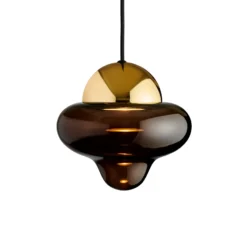 Lámpara colgante LED Nutty, marrón/dorado, Ø 18,5 cm, cristal