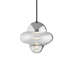 Lámpara colgante LED Nutty, transparente/cromada, Ø 18,5 cm, cristal