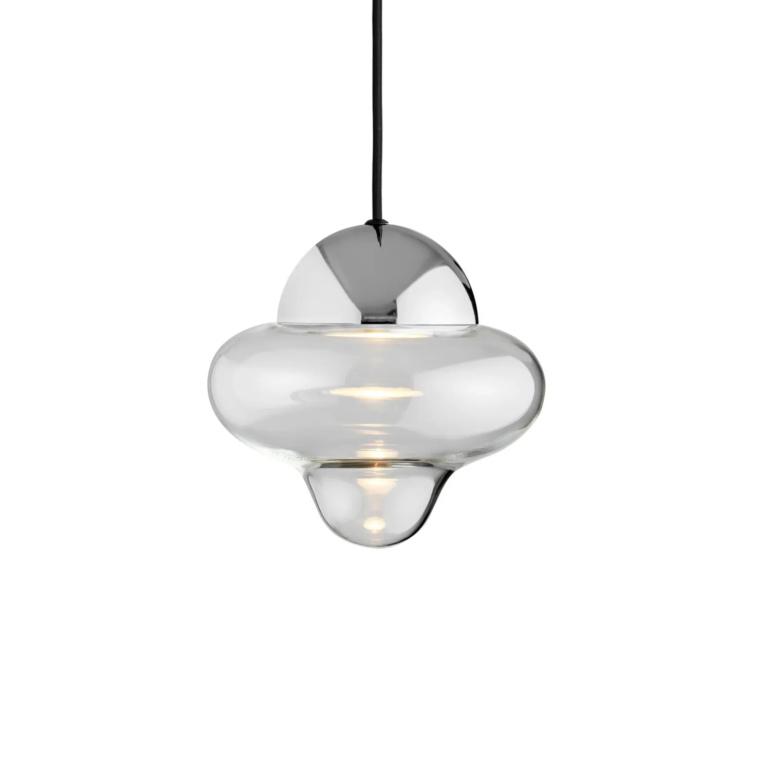 Lámpara colgante LED Nutty, transparente/cromada, Ø 18,5 cm, cristal