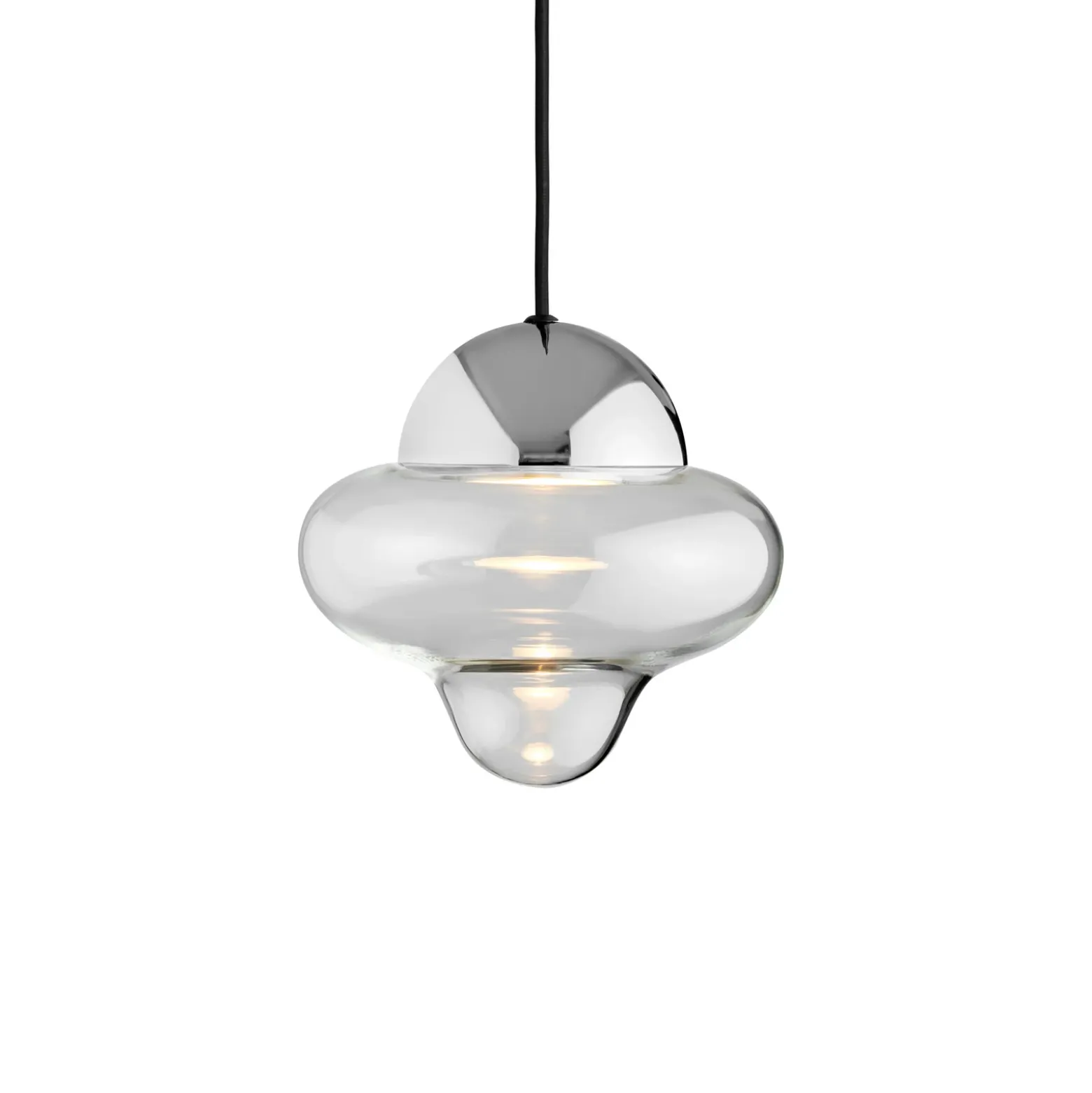 Lámpara colgante LED Nutty, transparente/cromada, Ø 18,5 cm, cristal