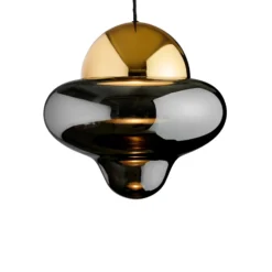 Lámpara colgante LED Nutty XL, gris humo / dorado, Ø 30 cm