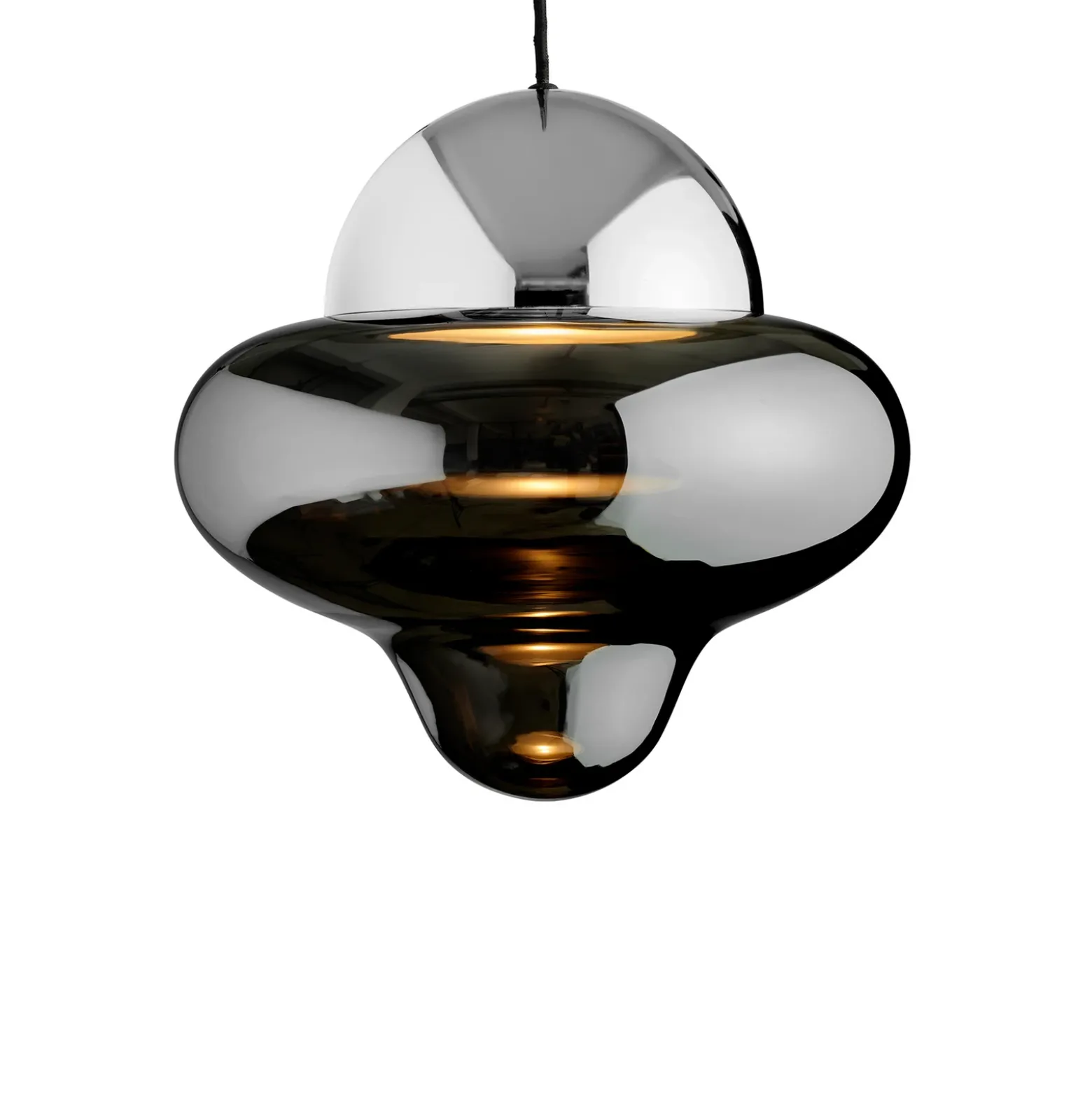Lámpara colgante LED Nutty XL, gris humo/cromado, Ø 30 cm