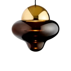 Lámpara colgante LED Nutty XL, marrón/dorado, Ø 30 cm, cristal