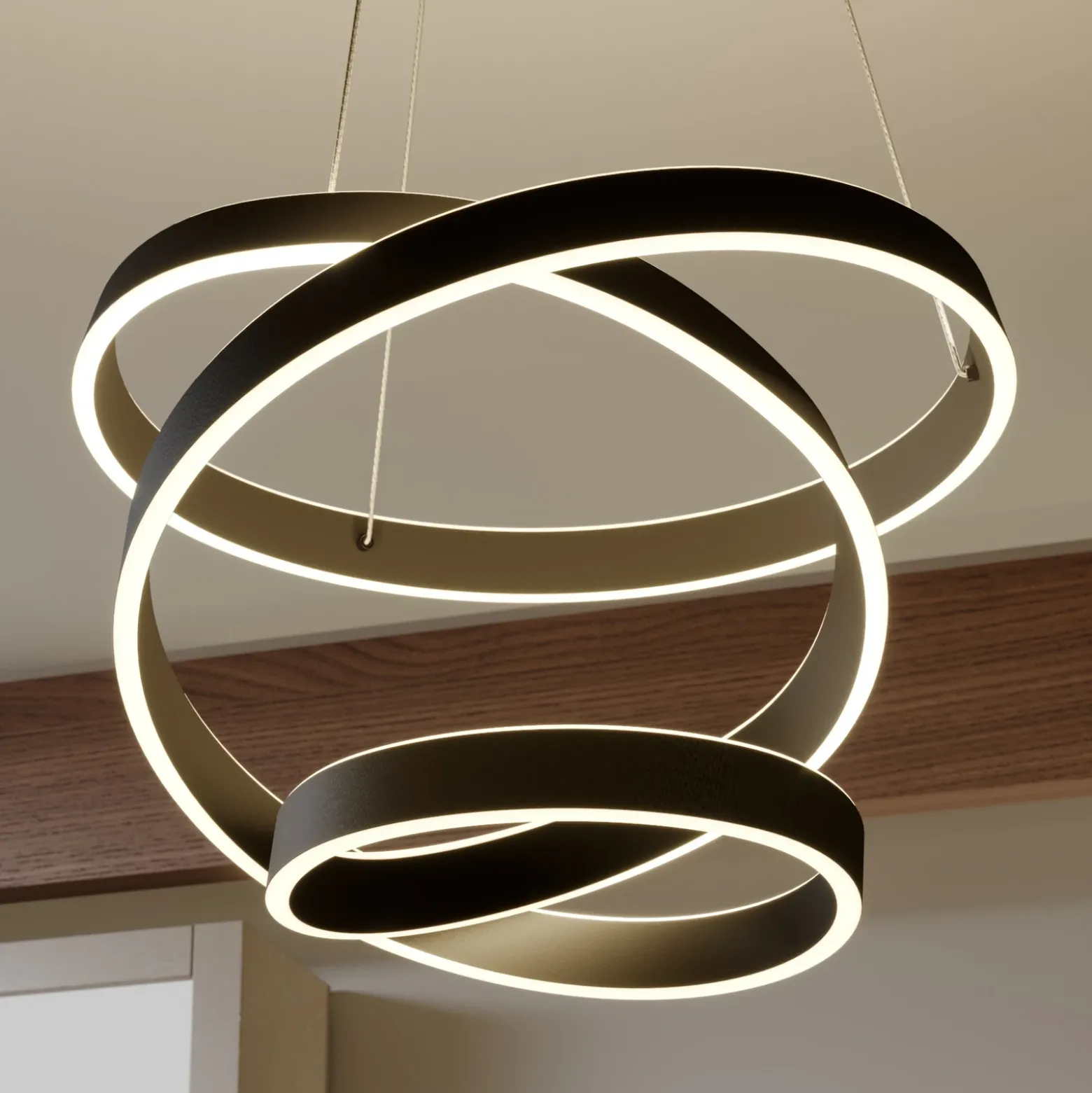 Lámpara colgante LED Olada de Lindby, negra, metal, Ø 51 cm