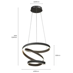 Lámpara colgante LED Olada de Lindby, negra, metal, Ø 51 cm