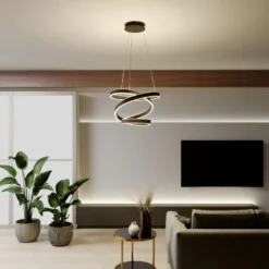 Lámpara colgante LED Olada de Lindby, negra, metal, Ø 51 cm