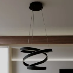 Lámpara colgante LED Olada de Lindby, negra, metal, Ø 51 cm