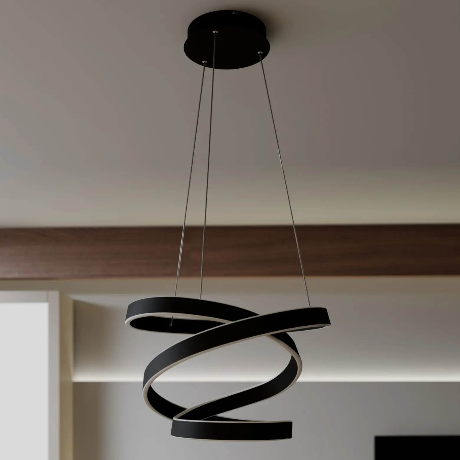 Lámpara colgante LED Olada de Lindby, negra, metal, Ø 51 cm