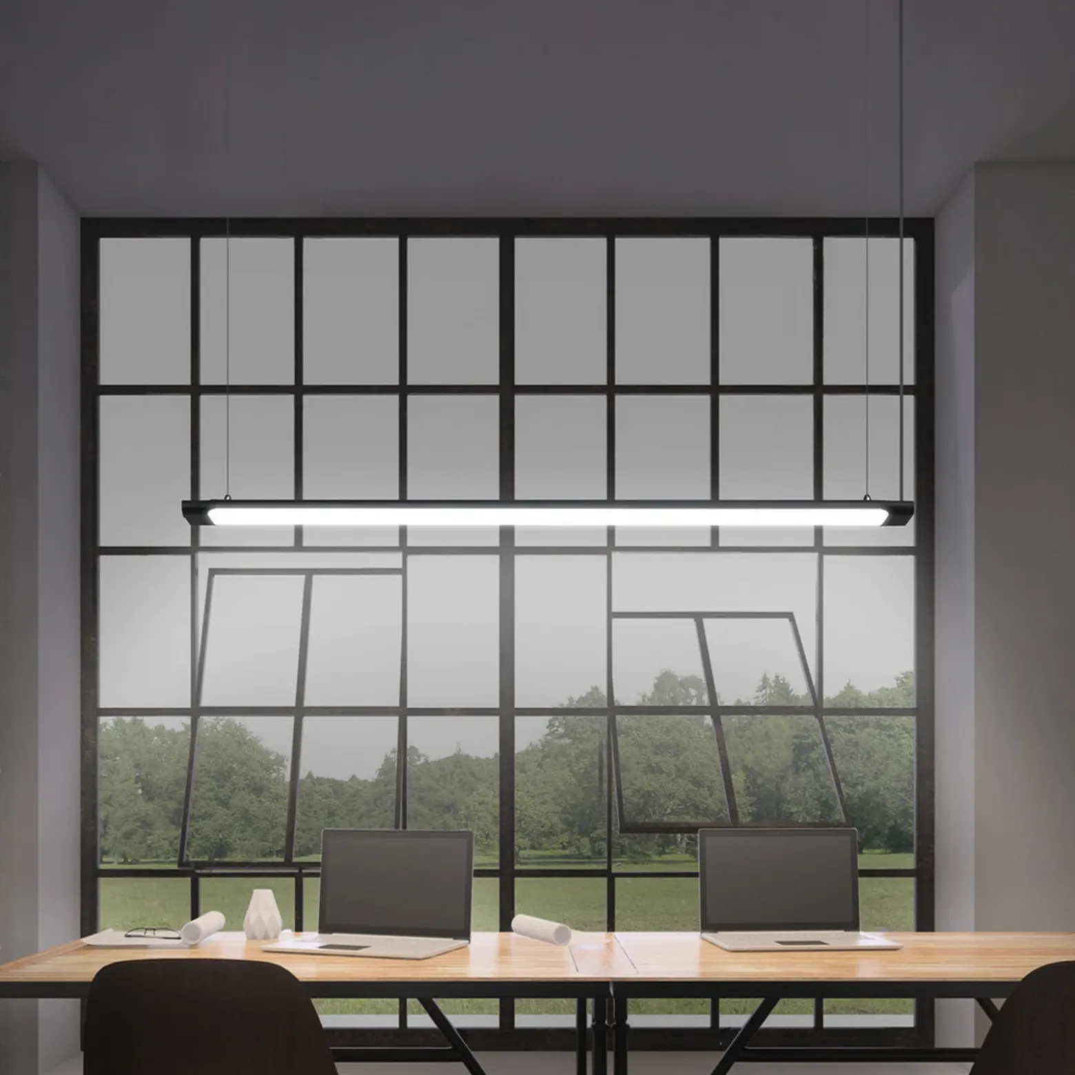 lámpara colgante LED OSRAM Office line Slab negro 4000 K atenuable